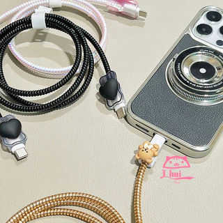 (1ชุด4ชิ้น) เคสถนอมสายชาร์จ Charger Protector Girly ปลอกหุ้มสายชาร์จ USB Type-C รูปหัวใจ สําหรับ Apple 18 20w ทนทานcable