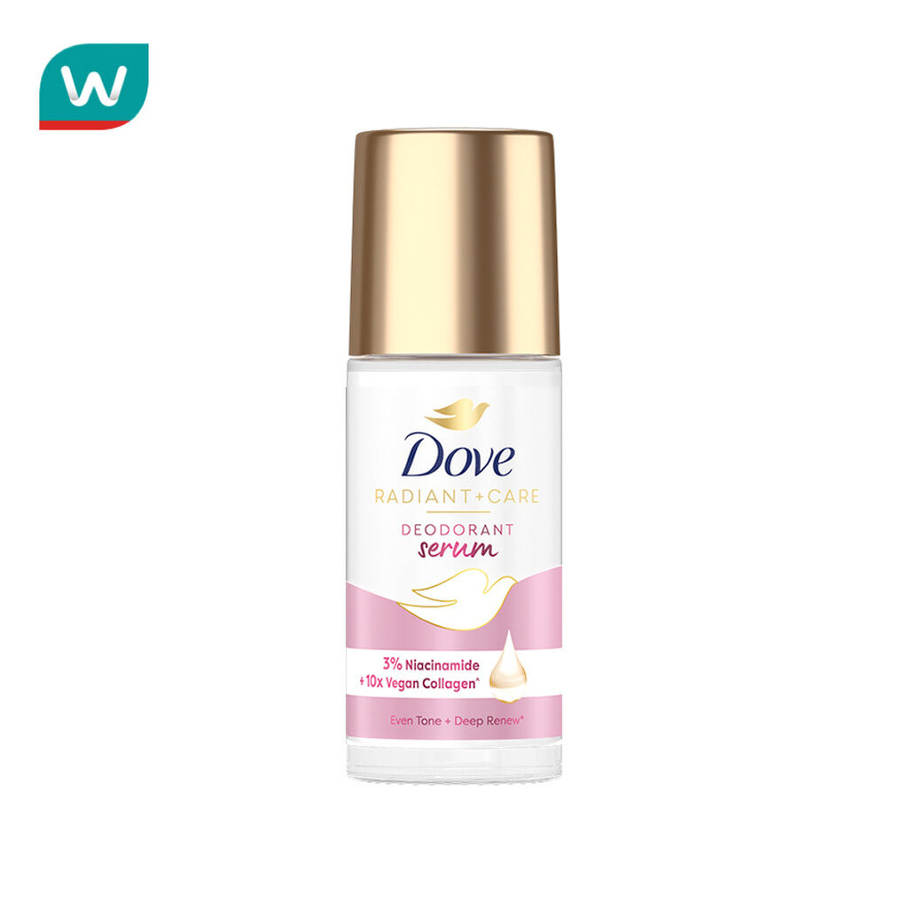 Dove โดฟ เรเดียนท์ แคร์ ดีโอโดแรนท์ เซรั่ม โรลออน 3ไนอาซินาไมด์ 10X วีแกน คอลลาเจน 45 มล.