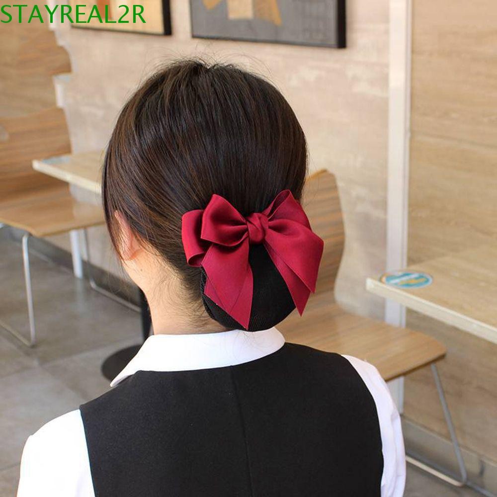 STAYREAL2R ผู้หญิงฤดูใบไม้ผลิคลิปหวาน Bowknot หญิงโรงแรม Headwear พยาบาล Hairgrips ฝาครอบสุทธิ