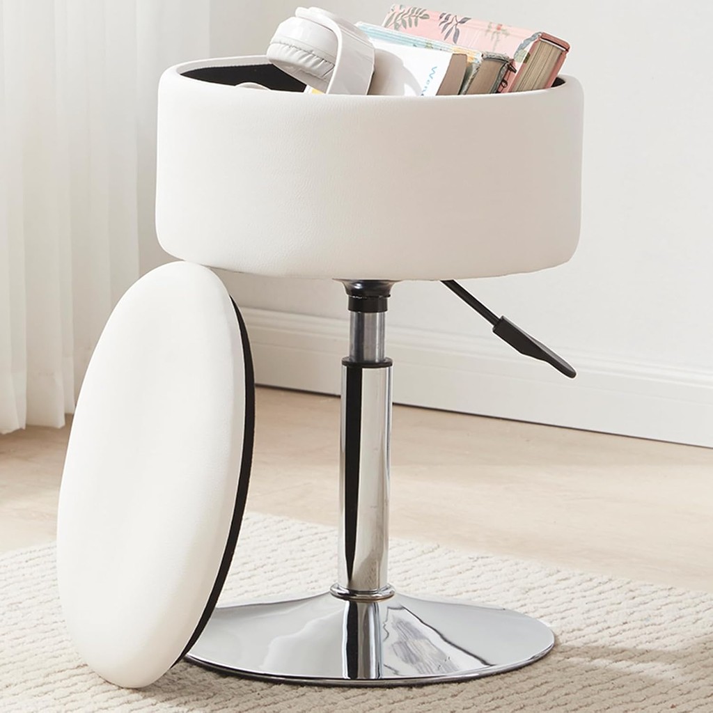 Adjustable Ottoman Stool White Vanity Stool Vanity Chair for Makeup Room Stool Chair for Vanity Stoo