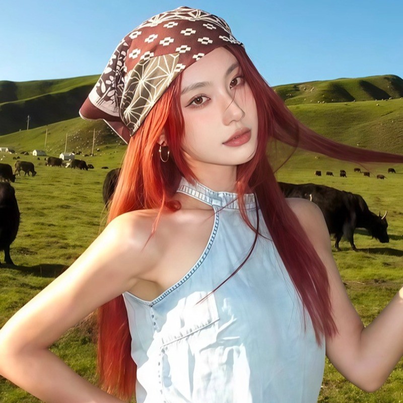 American Street Style Headscarf Female Retro Hot Girl Headscarf Accessories - รูปที่ 4