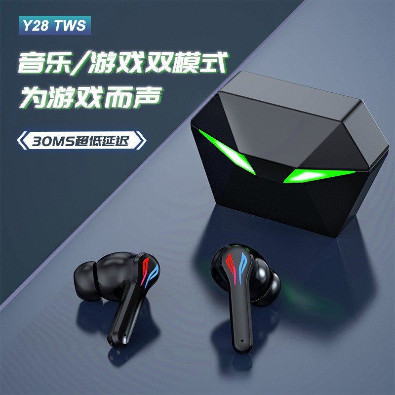 J116 การค้าต่างประเทศจัดหาเฉพาะสไตล์ใหม่ Y28 True Wireless TWS Bluetooth 5.3 Mini Game Low-Latency ช