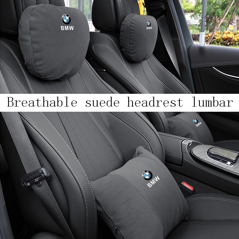 รถปรับหนังนิ่มที่นั่งพนักพิงศีรษะคอหมอนเอวสนับสนุนแผ่นป้องกันเหมาะสําหรับ BMW X1 X2 X3 X4 X5 X6 X7 3