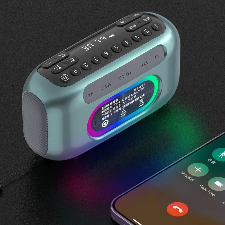 ภูมิทัศน์ F31Radio ช่องเสียบการ์ดบลูทูธลําโพง Tai Chi ลําโพงเบสไดอะแฟรมที่มีสีสันเครื่องเล่นแสง 0TPC