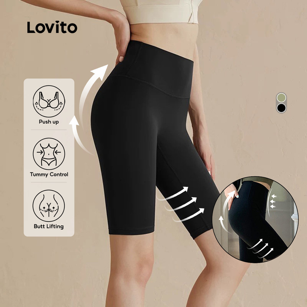 (แคชชวล) Lovito กางเกงกีฬา สั้นกีฬา สีพีช สำหรับผู้หญิง LNE116X050