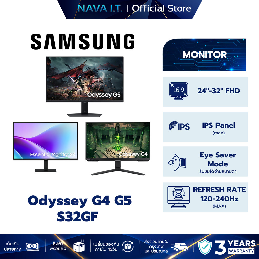 Monitor(จอมอนิเตอร์) Samsung Odyssey G4 G5 /Essential S32GF