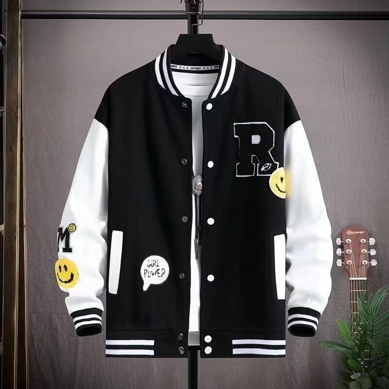 2025 NEW 202513 Youth Spring and Autumn Cotton Jacket Boys 14-15 Years Old Stylish Baseball Jacket S