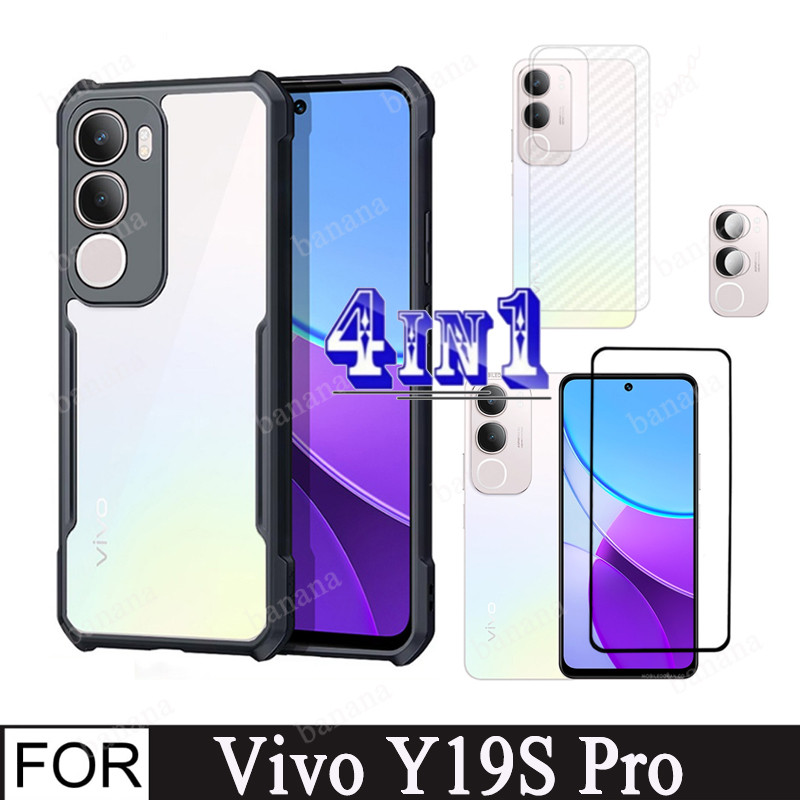 Vivo Y19S เคสโทรศัพท์กันกระแทกสําหรับ Vivo Y19S Pro Y19S Y19 5G 4in1 กระจกนิรภัยป้องกันหน้าจอ + ฟิล์