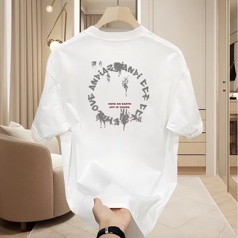 2025 NEW 2025 American Retro Heavyweight Short Sleeve T-Shirt for Men Summer Loose Trendy Brand Lett
