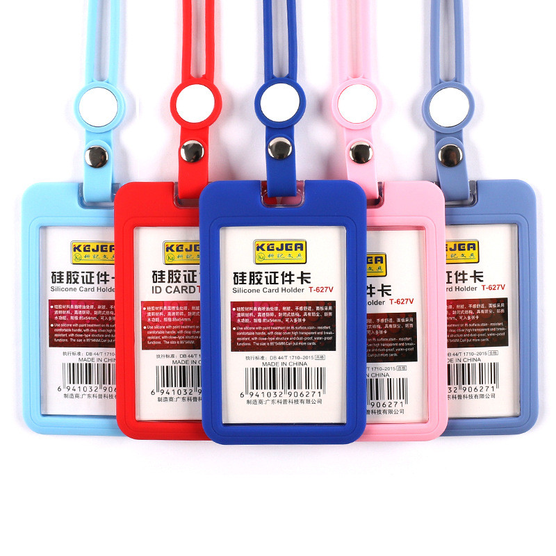 ซิลิโคนสายคล้องคอ Ferrule Work Plate บัตรอาหารประจำมหาวิทยาลัย ใบอนุญาตทำงาน บัตรรถบัส ปลอกโลหะ