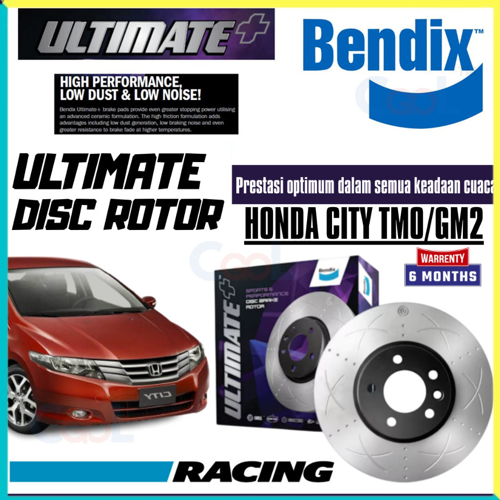 Bendix Ultimate+ ชุดด้านหน้าและด้านหลังโรเตอร์ - Honda City TMO/GM2 1.5L 2008 BR474 ULT+ BR9577 ULT+