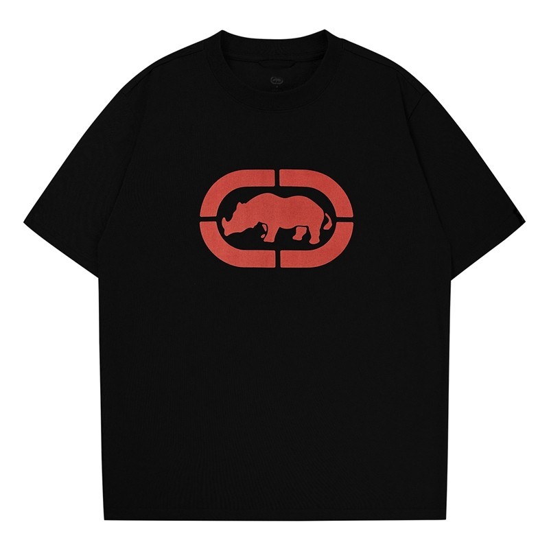 Eko Red Rhino American สไตล์ทันสมัย เสื้อยืดผ้าฝ้ายแท้สำหรับทั้งผู้ชายและผู้หญิง แบบคอเชิด