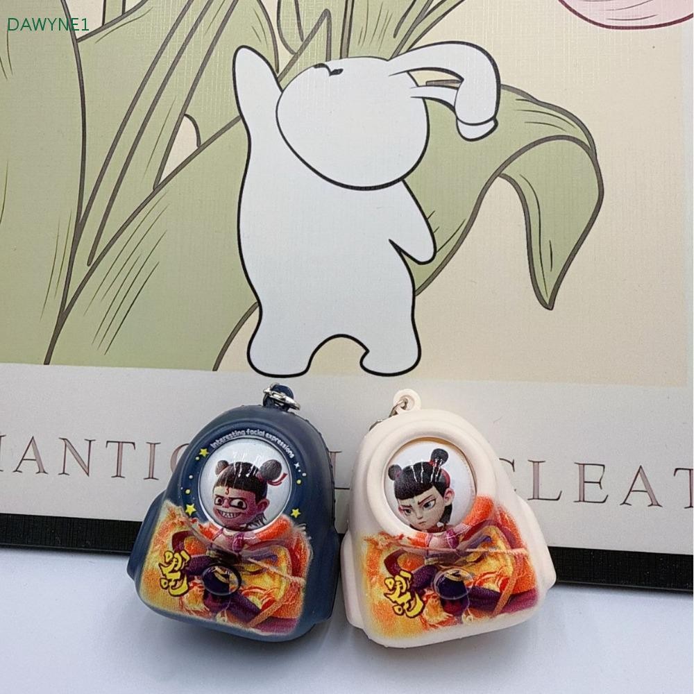 DWAYNE1 NeZha2 ตุ๊กตาเปลี่ยนหน้า,งานฝีมือ DIY 4 ใบหน้า NeZha2 แต่งหน้าของเล่น,รุ่นตุ๊กตาพวงกุญแจมินิ