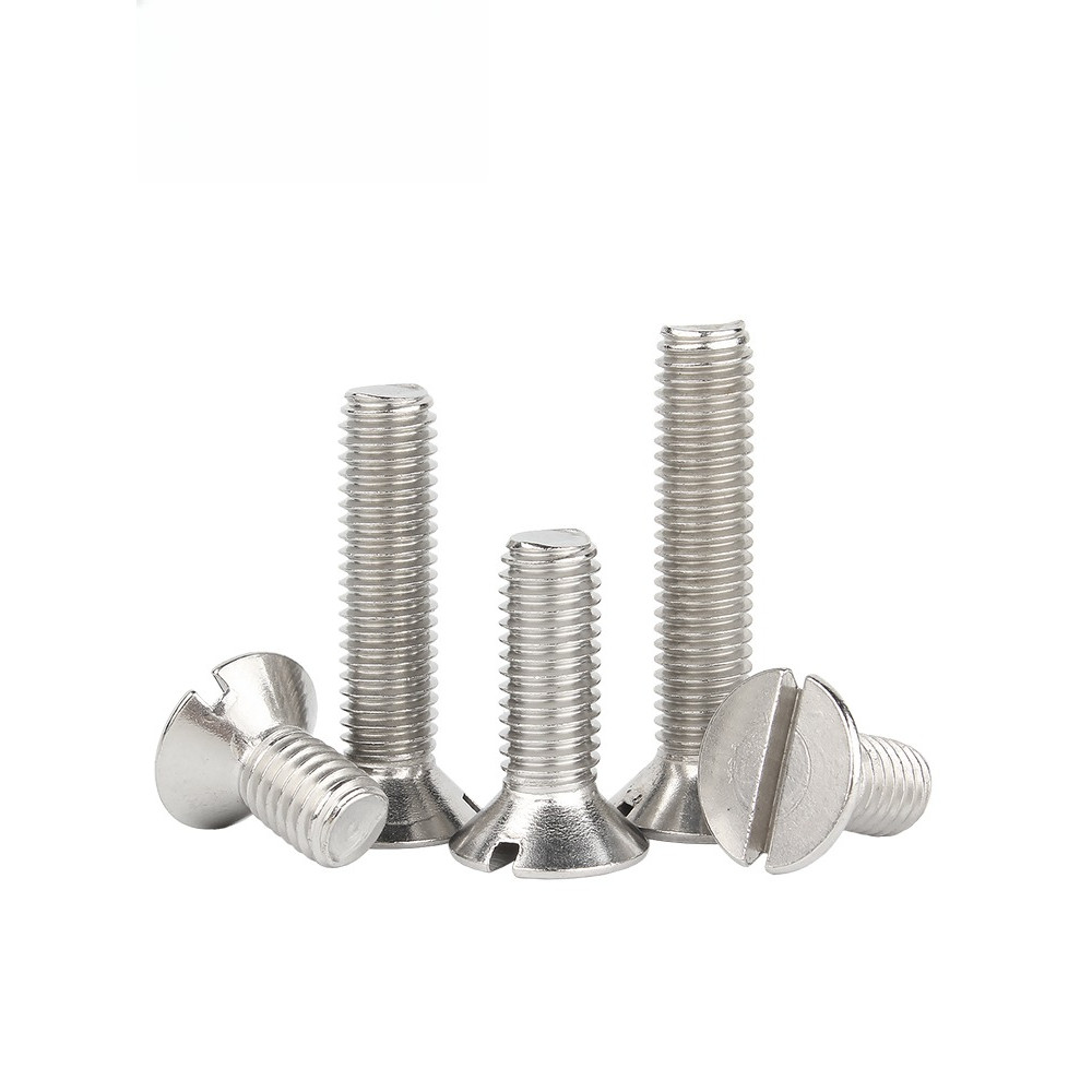 HJRGB68 304 สแตนเลส one-word slot สกรูหัวจม slotted สกรูหัวแบน M1.6M2M2.5M3M4M5M6M8M10