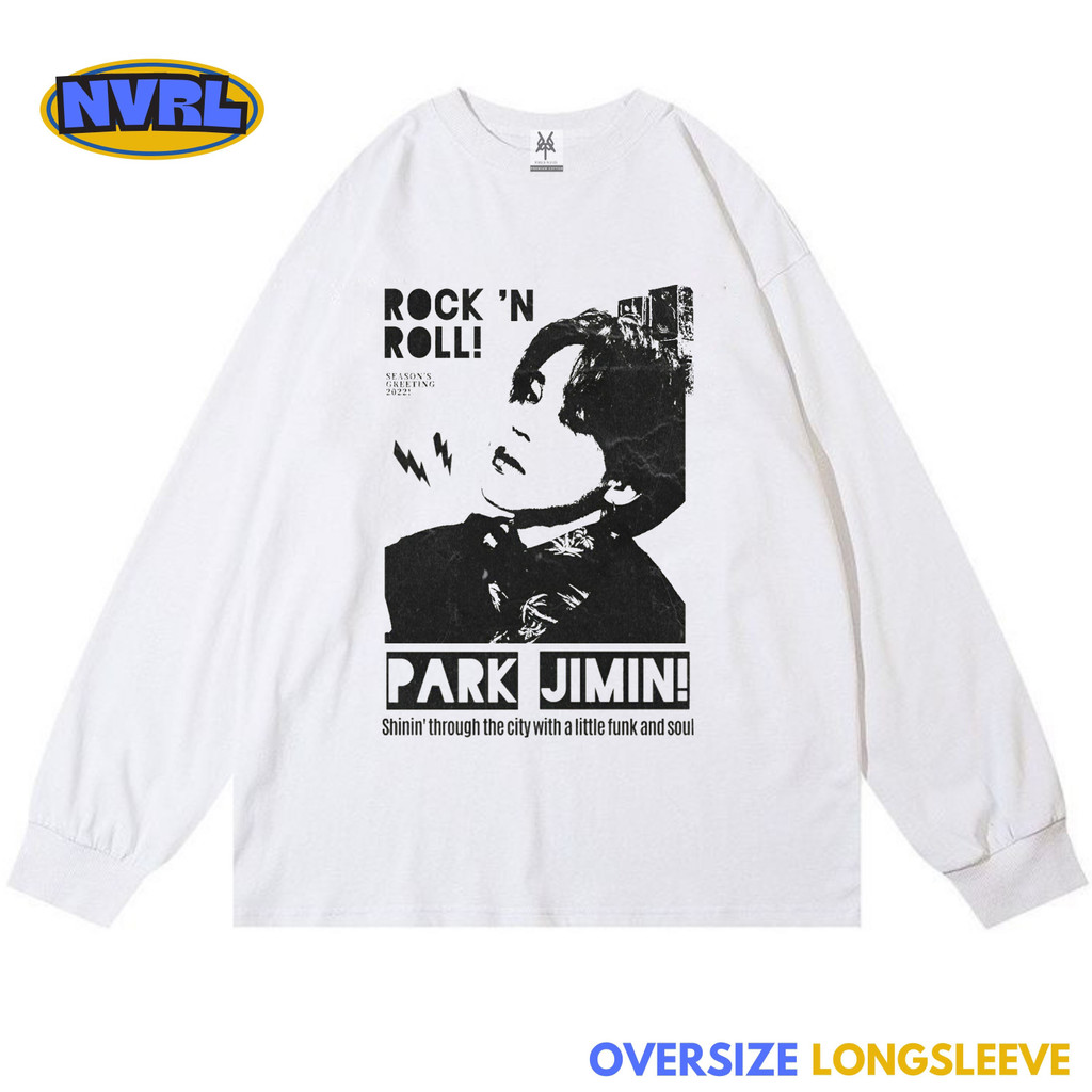 NVRL MERCH เสื้อยืดวินเทจแขนยาวขนาดใหญ่ jimin