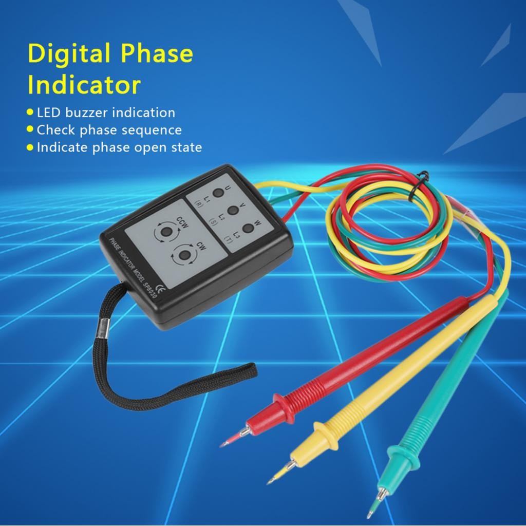 Stylish365 Phase Indicator Digital Rotation LED Buzzer Sequence Meter 200 V-480V AC