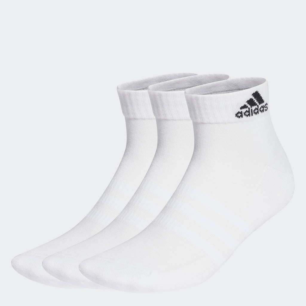 adidas Lifestyle & Basketball Cushioned Sportswear Ankle Socks 3 Pairs Unisex White HT3441