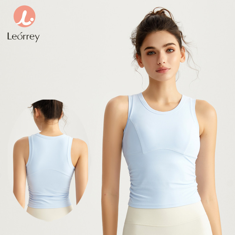 Leorrey-เสื้อกล้ามออกกำลังกายแขนกุด สวมใส่สบาย เสื้อกล้ามโยคะ ฟิตเนส พร้อมแผ่นรอง