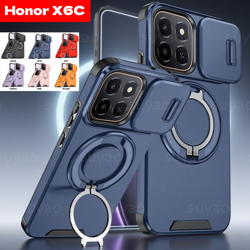 สําหรับ Honor X8D X6C X9D X9C สมาร์ท 400 Pro 600 Lite 2025 เคสโทรศัพท์เกราะแหวนผู้ถือปลอกแม่เหล็ก HonorX6C HonorX9D X5C Plus X7D X9B X9A X7C กันกระแทกปกหลัง