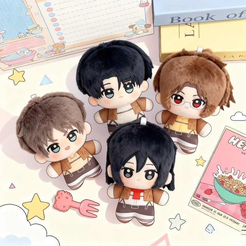 Attack on Titan 10cm Plush Charm – Levi/Eren/Mikasa, Wings of Freedom Print, Nunu Body Bag Accessory