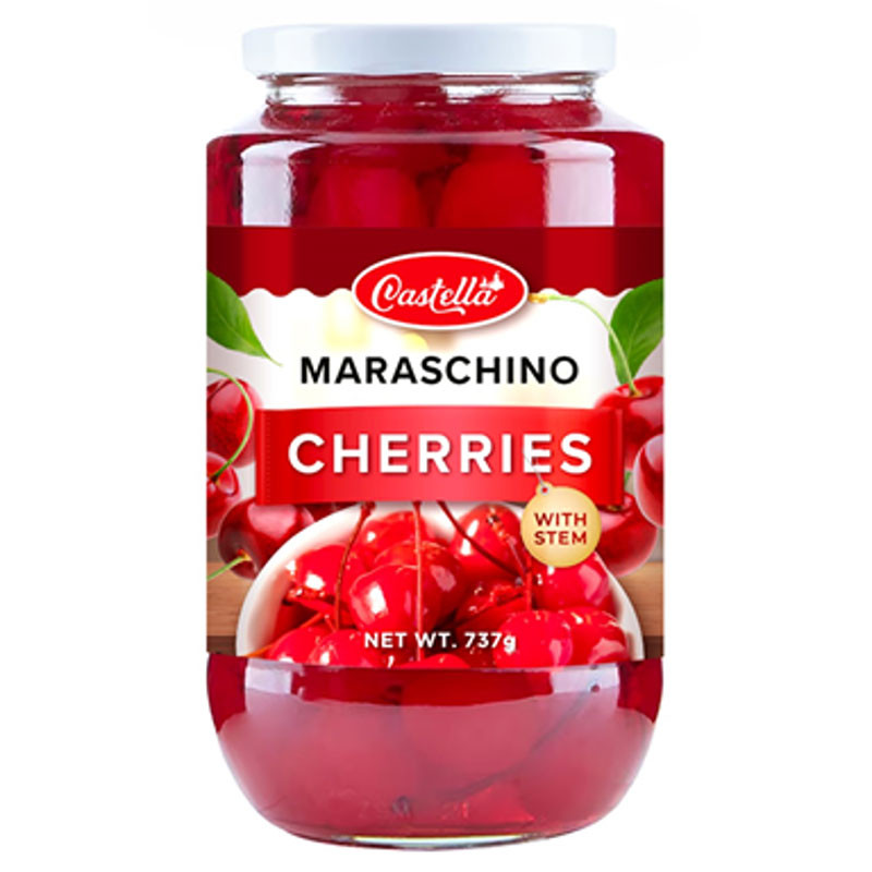 คัสเทลล่า เชอร์รี่แดงมีก้าน 737 ก. (CASTELLA Marachino Cherry 737 g)