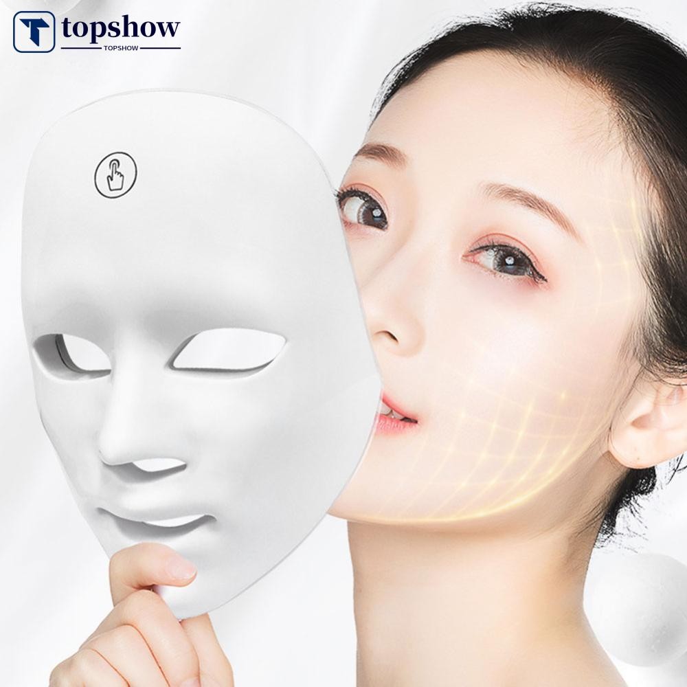 TOPSHOW LED Facial Mask 7 สี Light Therapy Skin Rejuvenation & Healing Firming Skin & Improving ความ