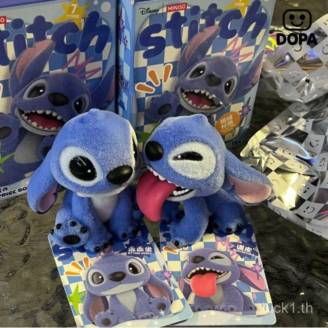 ราคาเข็ม Disney Star Treasure Stitch Furry Adventure Series Flocking Stitch Doll Desktop Decor Naugh