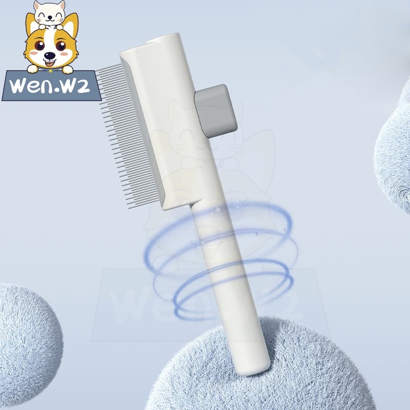 wen.W2 หวีสำหรับสัตว์เลี้ยงขนแมวปุ่มเดียวเพื่อเปิดลูกแมวหวีแปรงเองหวีหวีสำหรับสุนัข