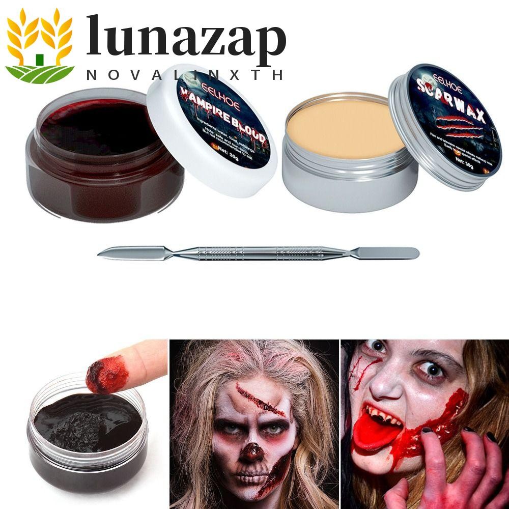 LUNAZAP ชุดแต่งหน้าฮาโลวีน, เครื่องสําอางพร้อมไม้พาย Skin Wax ชุดเลือดปลอม, Professional Makeup Wax 