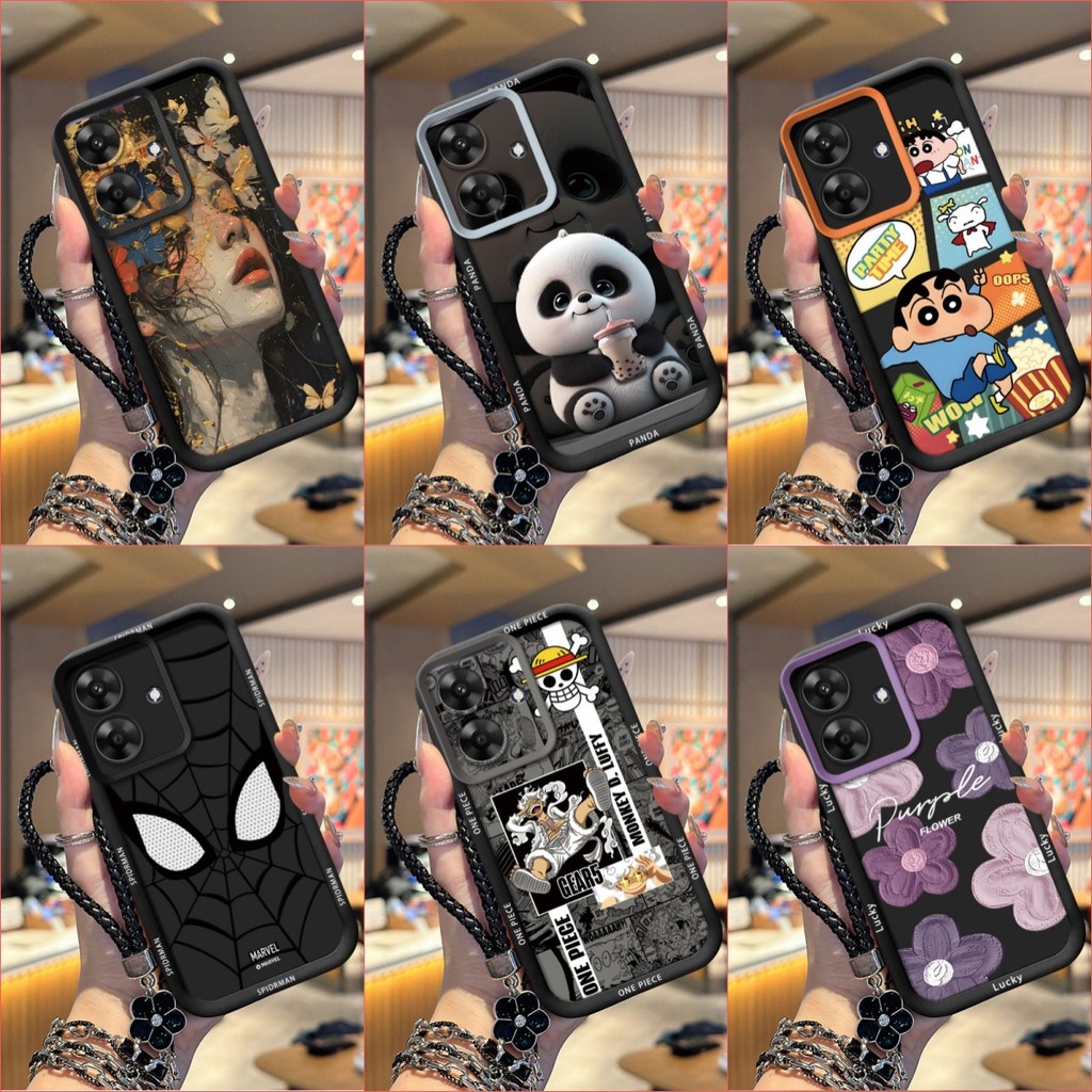 เคส Realme NOTE 60 60X เคสโทรศัพท์ซิลิโคนอ่อนนุ่มเทรนด์ภาพสีดํา TYHS