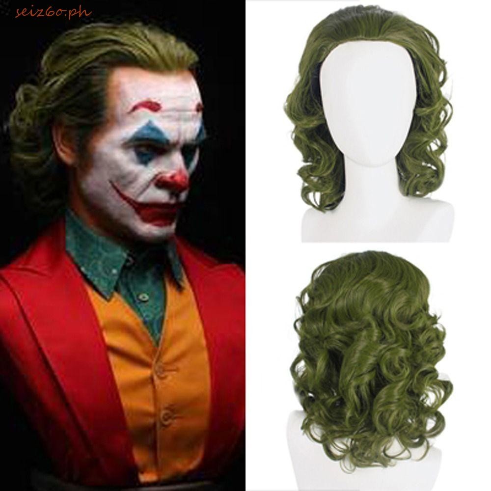 SEIZ6O Joker คอสเพลย์วิกผม,เส้นใยทนความร้อนธรรมชาติ Clown ผมสีเขียว,ภาพยนตร์หยัก Arthur Slack คอสเพล