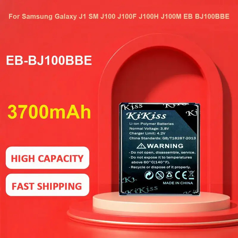 แบตเตอรี่ KiKiss สําหรับ Samsung Galaxy J1 SM J100 J100F J100H J100M,EB-BJ100BBE,3700mAh