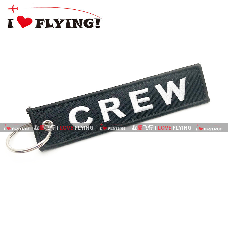 ฉันรักบิน|Pilot Unit Passenger Stewardess พวงกุญแจปัก CREW Overnight Bag จี้สีดํา