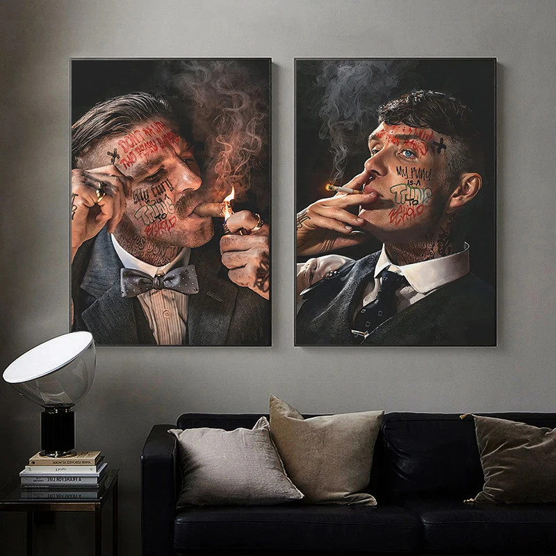 นักเลงตํานาน Arthur Thomas Shelby ภาพมาเฟียรูปโปสเตอร์ภาพวาดผ้าใบภาพผนังศิลปะห้องนั่งเล่นตกแต่งบ้าน