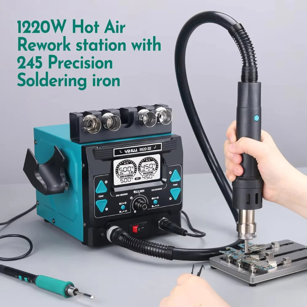 Well-made YIHUA 992D-III Hot Air Rework Station 210 245 บัดกรีสถานีเหล็กสําหรับอิเล็กทรอนิกส์ซ่อม PC