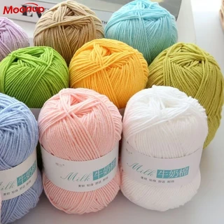 ไหมพรมคอตตอนนม น้ำหนัก 50กรัม / 5Ply Milk cotton yarn สำหรับสร้างรูปแบบเสื้อผ้าที่สวยงาม MOONUP SHOP