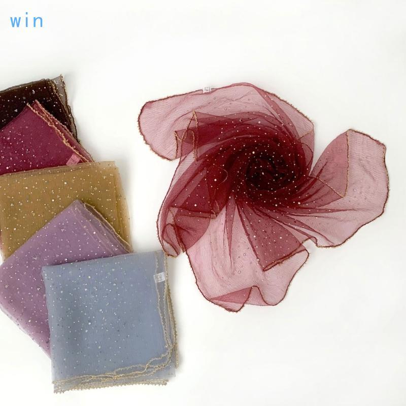Win 75x65 ซม. Rhinestones ผ้าพันคอผมน้ําหนักเบาสบายออกแบบเหมาะสําหรับงานปาร์ตี้