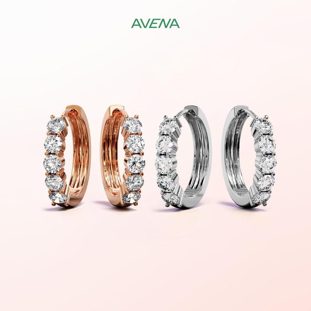 AVENA Main Street Hoops Earrings l Luna Avenue Collection | ต่างหูห่วงเล็ก คริสตัลจากออสเตรีย ชุบทอง 18K