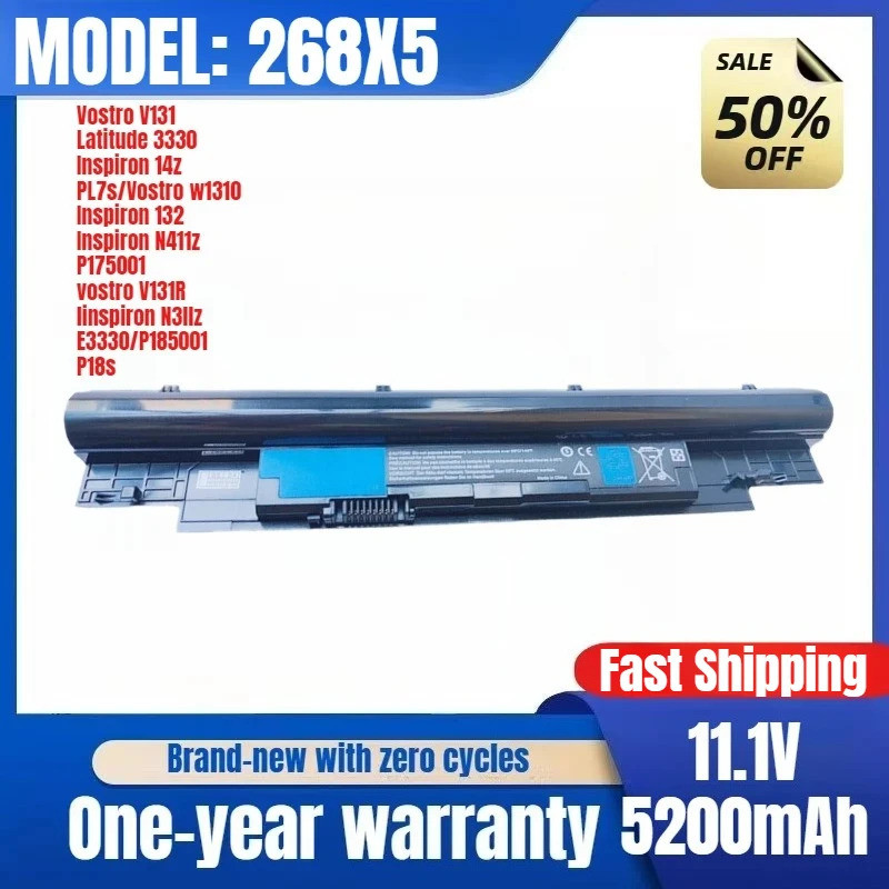 268X5 สําหรับ Dell Vostro V131/V131D/V131R/Latitude 3330/Inspiron 14Z/13Z/N4l1z/N3l1z/P17S/17S001/18