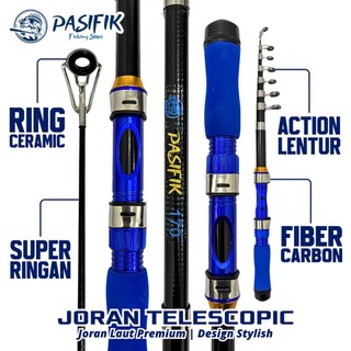 PASIFIK Joran Pancing Antena Travel Rod Fiber Carbon Lentur Sensitif dengan Ring Ceramic dan Handle EVA Super Ringan Mudah Dibawa Bepergian