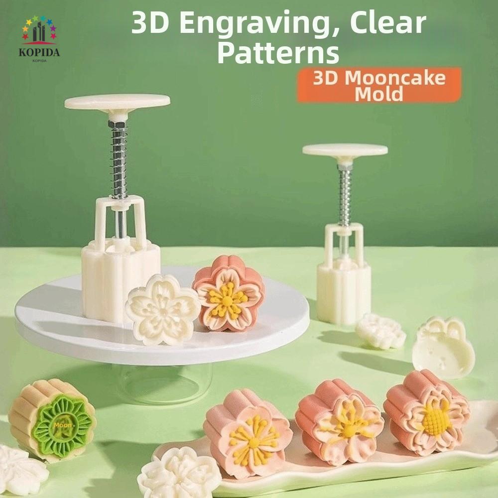WILLIS แม่พิมพ์ขนมไหว้พระจันทร์,50g ดอกไม้รูปขนมเบเกอรี่,ทําความสะอาดง่าย Bakeware 3D รูปแบบ Non-sti