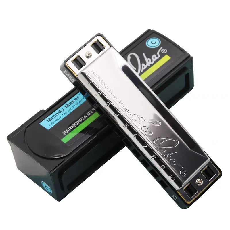 Tombo Lee Oskar 1910 Melody Maker Diatonic Harmonica 10 หลุม Blues ปากออร์แกน Prefessional Armonica 