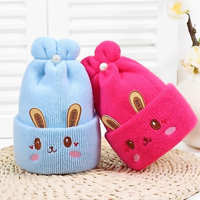 🇹🇭พร้อมส่ง🇹🇭หมวกไหมพรมเด็กแรกเกิด (รุ่นminimal bear)สำหรับเด็ก0-12เดือน