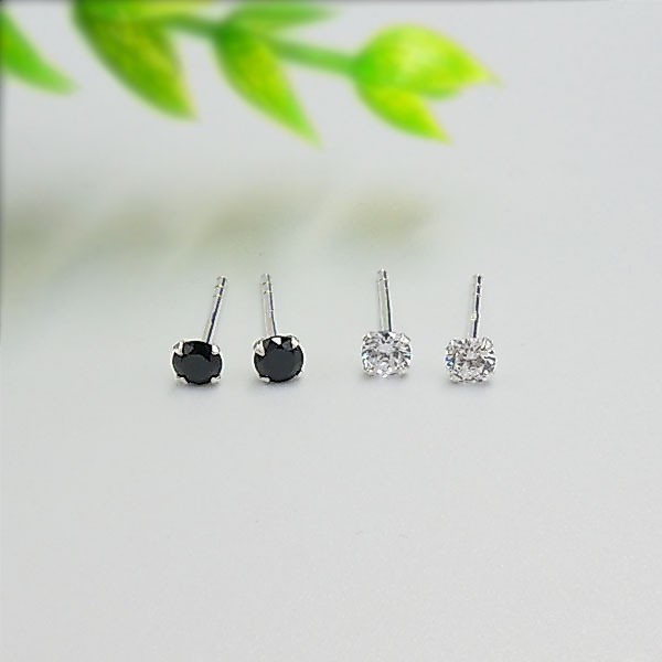 ต่างหูเงินแท้92.5% จับเพชร CZ3.5mm ใส่ได้ทั้งหญิงและชาย ขนาดกระทัดรัด แต่ปังเว่อร์ : 1-4-SP3.5