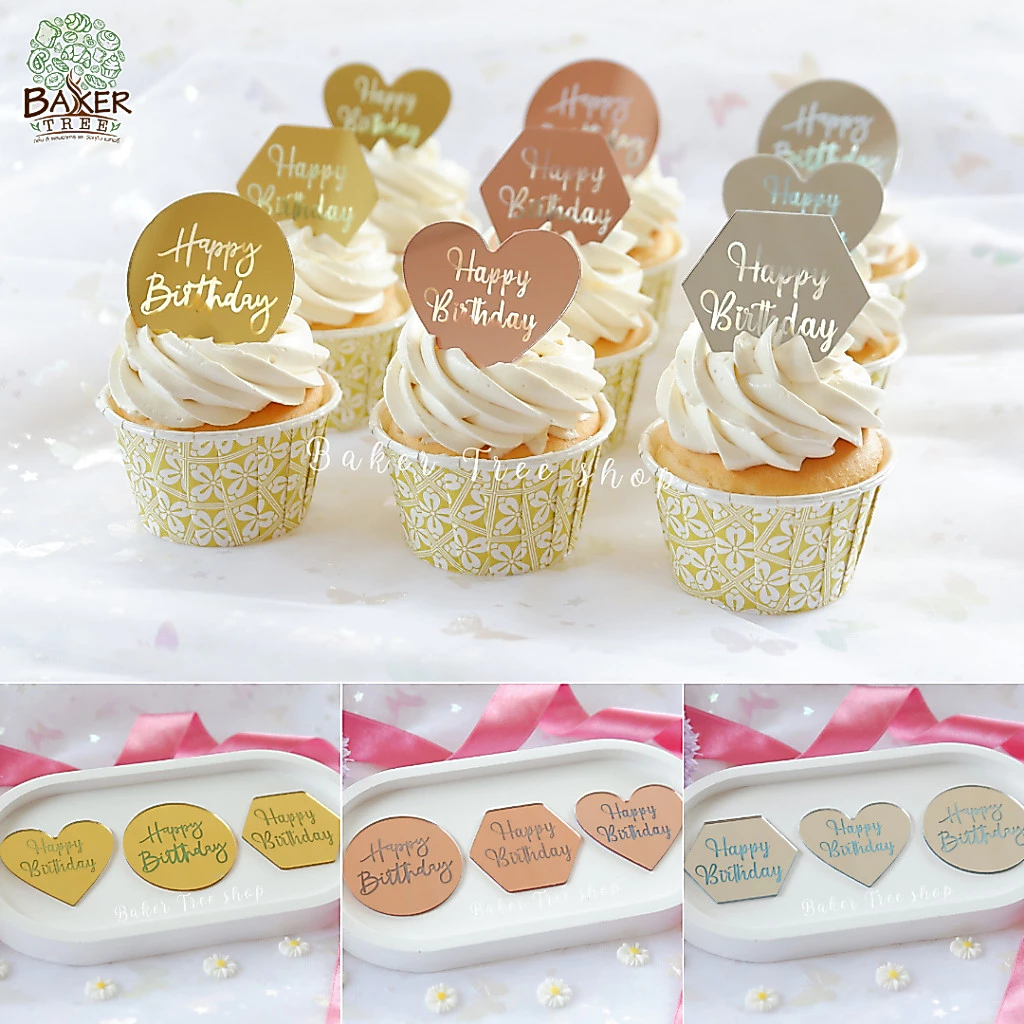 Baker Tree ป้ายวันเกิด ป้ายเค้กอะคริลิค ป้าย Happy birthday