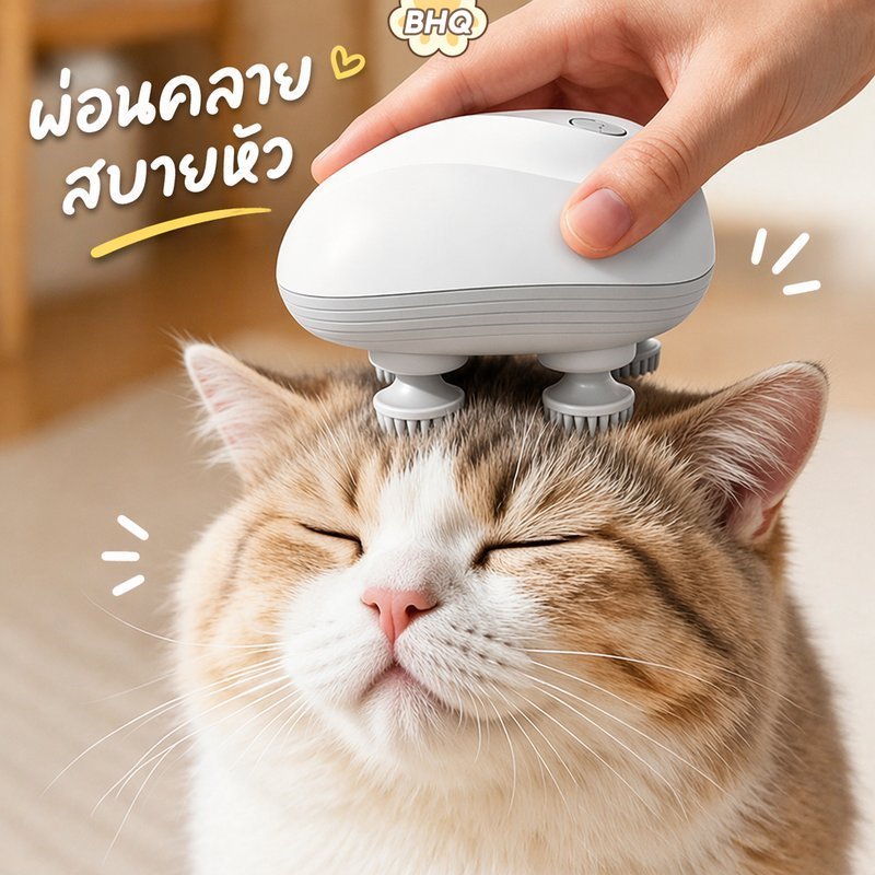 BHQ เครื่องนวดแมว ของเล่นแมว เครื่องนวดอัตโนมัติ ซิลิโคนแปลงนุ่มนวดสบาย ชาร์จUSB ที่นวดแมว ขนาดเล็กพกพาสะดวก