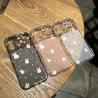 For iPhone เคสไอโฟน ดาวและกระต่าย 11 12 13 14 15 16 17 PLUS B4PRO MAX X XS เปลือกที่เรียบง่าย MAX XR 7/8PLUS