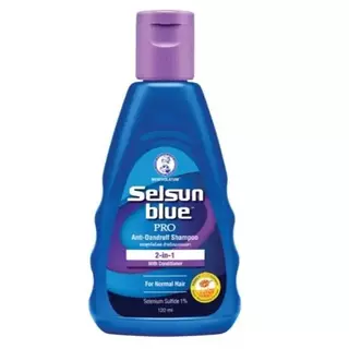 Selsun Blue 2-in-1 Pro Anti-Dandruff Shampoo 120ml purpleเซลชั่นบลู ทูอินวัน แชมพูขจัดรังแค สูตรผสมครีมนวดในตัว