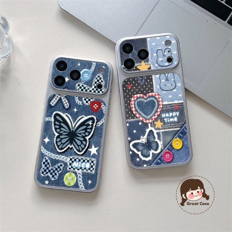 ผีเสื้อกางเกงยีนส์ Patchwork เคสโทรศัพท์สําหรับ OPPO A40 A40M A38 A36 A18 A17 A17K A16 A16S A15 A15S