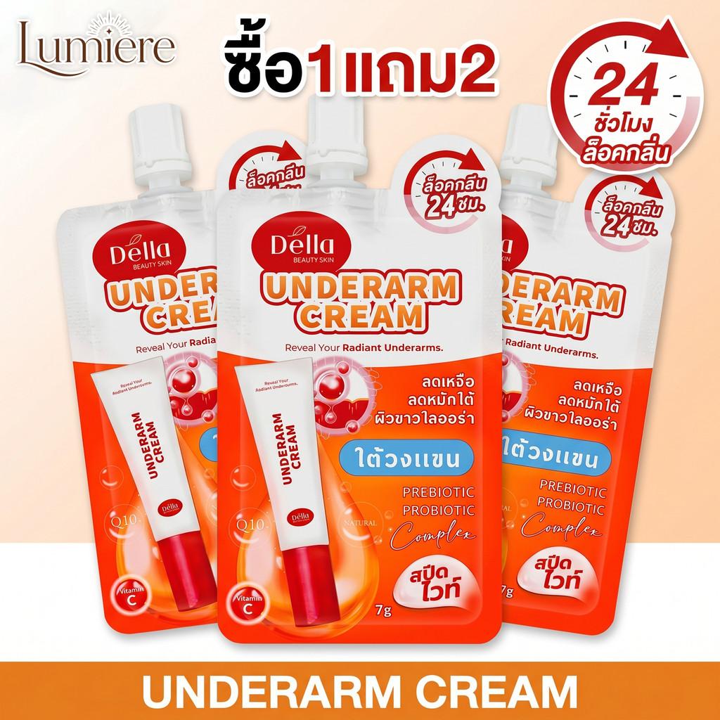 🔥1แถม2🔥Underarm Cream ซ้อฝัน ครีมทารักแร้ขาว ลดหมักหมม ลดกลิ่นกาย 24H ผิวเนียนใส ไม่เหนียว ซองพกพา